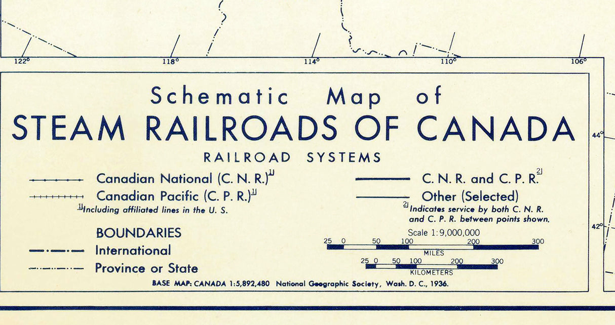 1947 Map of Steam Railroads of Canada