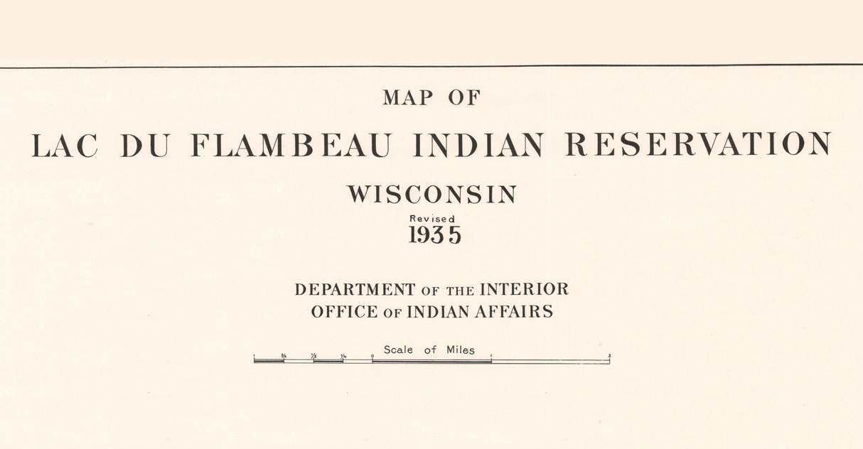 1911 Map of Lac Du Flambeau Indian Reservation Wisconsin