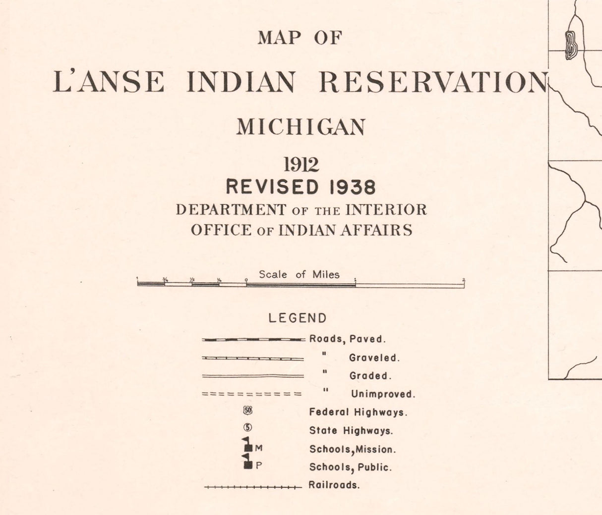 1912 Map of L'anse Indian Reservation Michigan