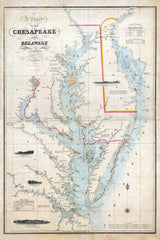 1859 Chart Map of the Chesapeake and Delaware Bays