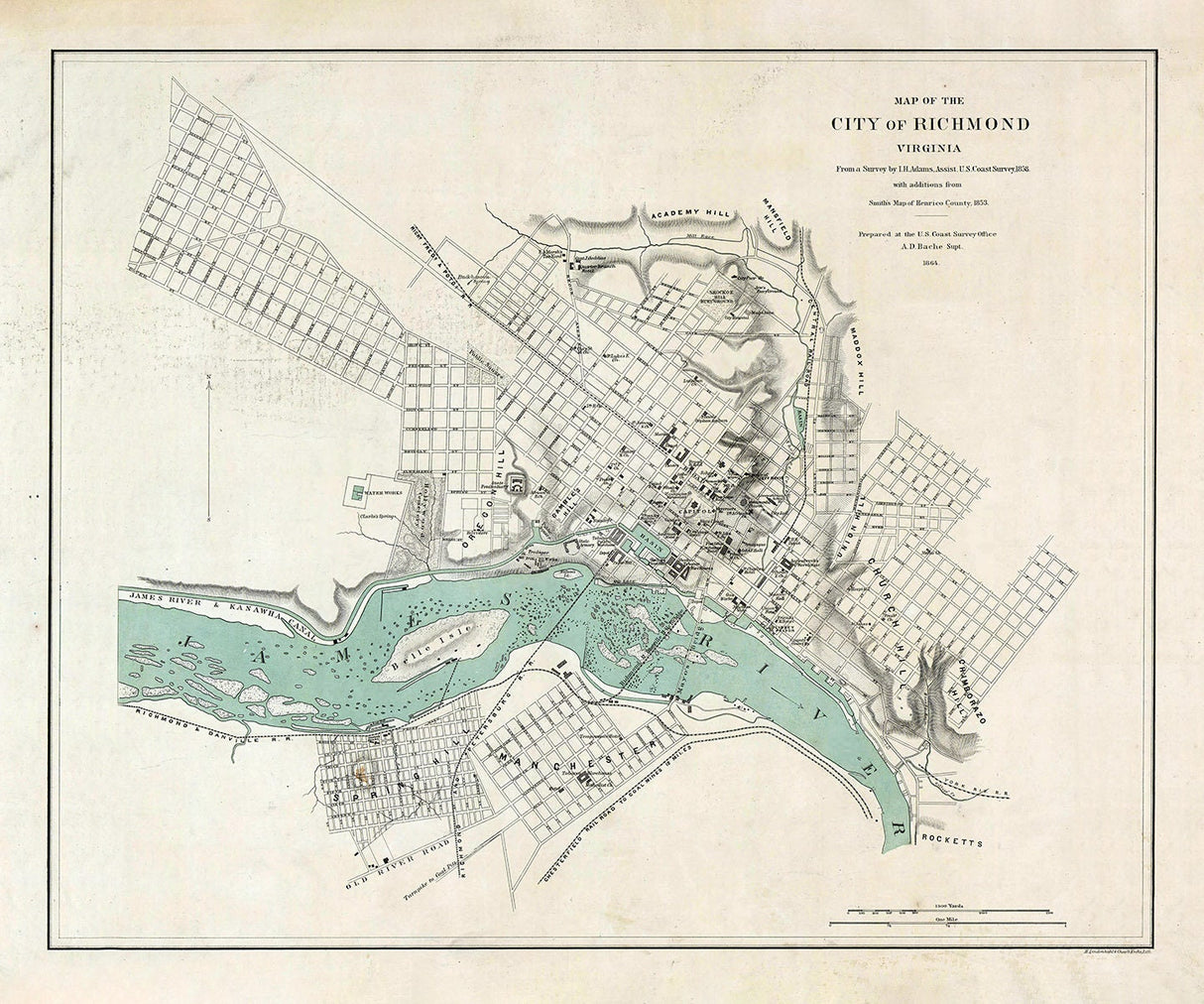 1864 Map of Richmond Virginia