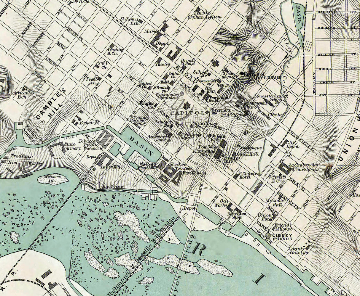 1864 Map of Richmond Virginia