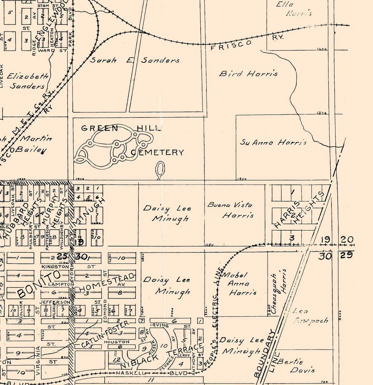 1911 Map of Muskogee Oklahoma