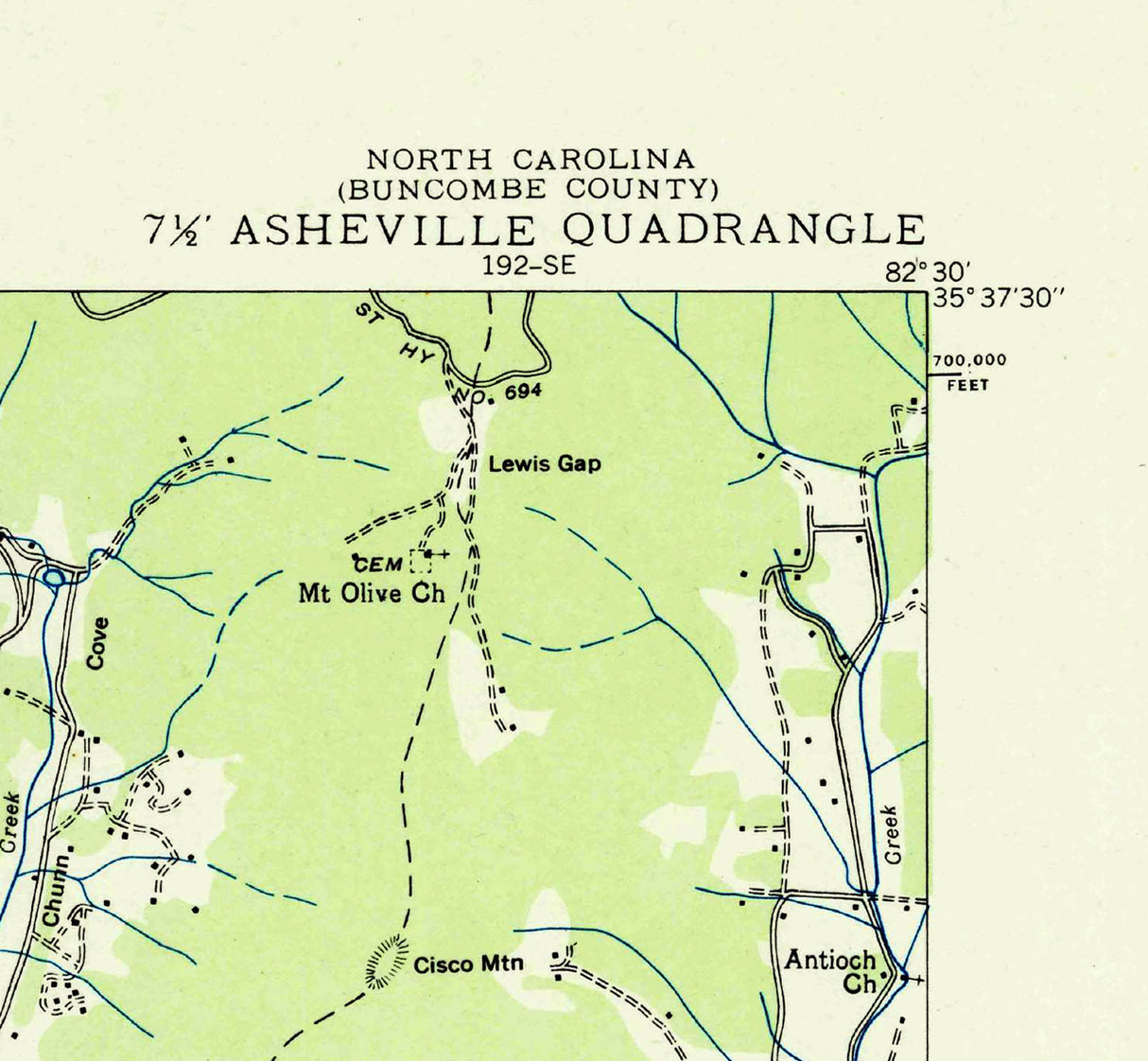 1936 Topo Map of Asheville North Carolina