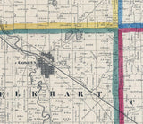 1863 Farm Line Map of Elkhart County Indiana