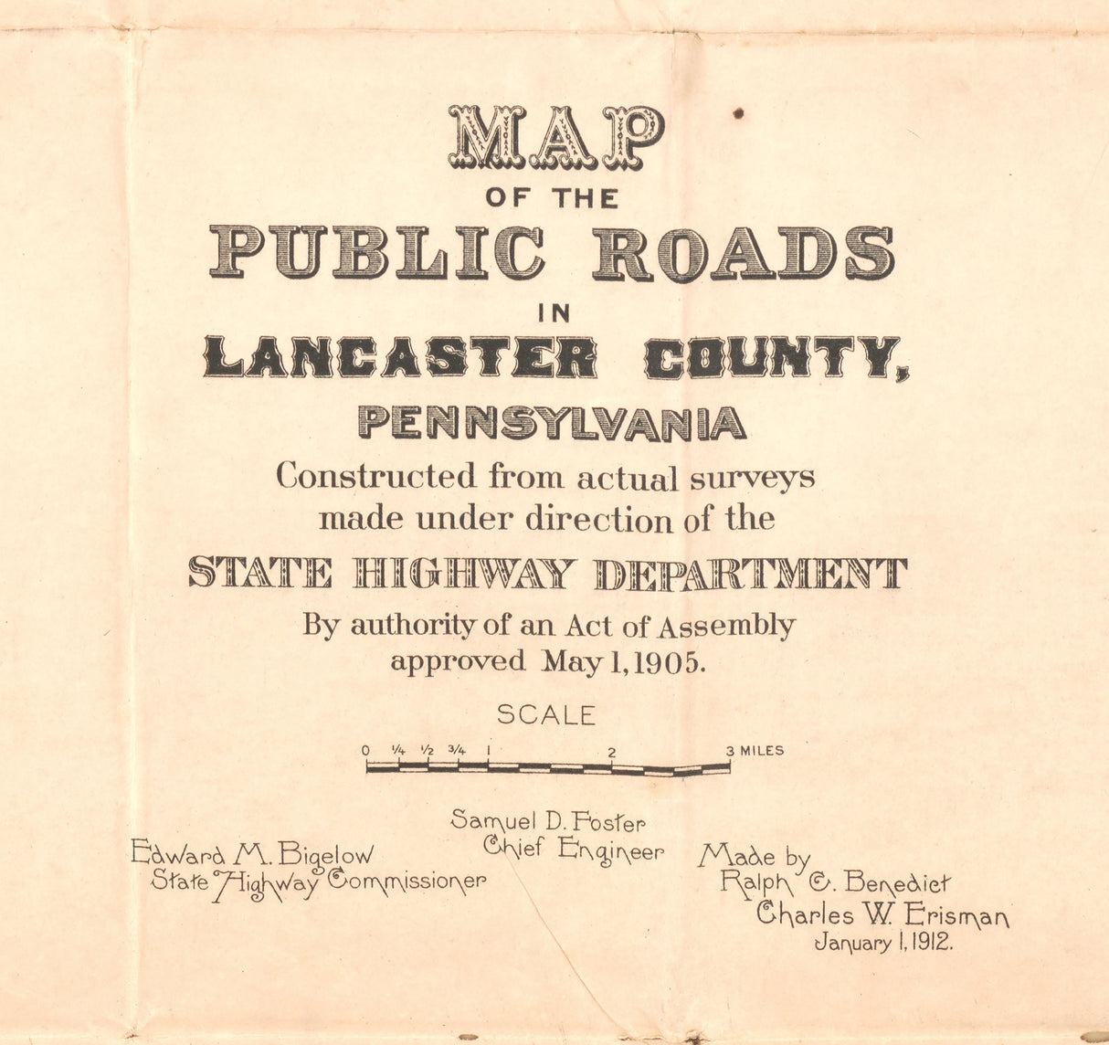 1905 Map of Lancaster County Pennsylvania