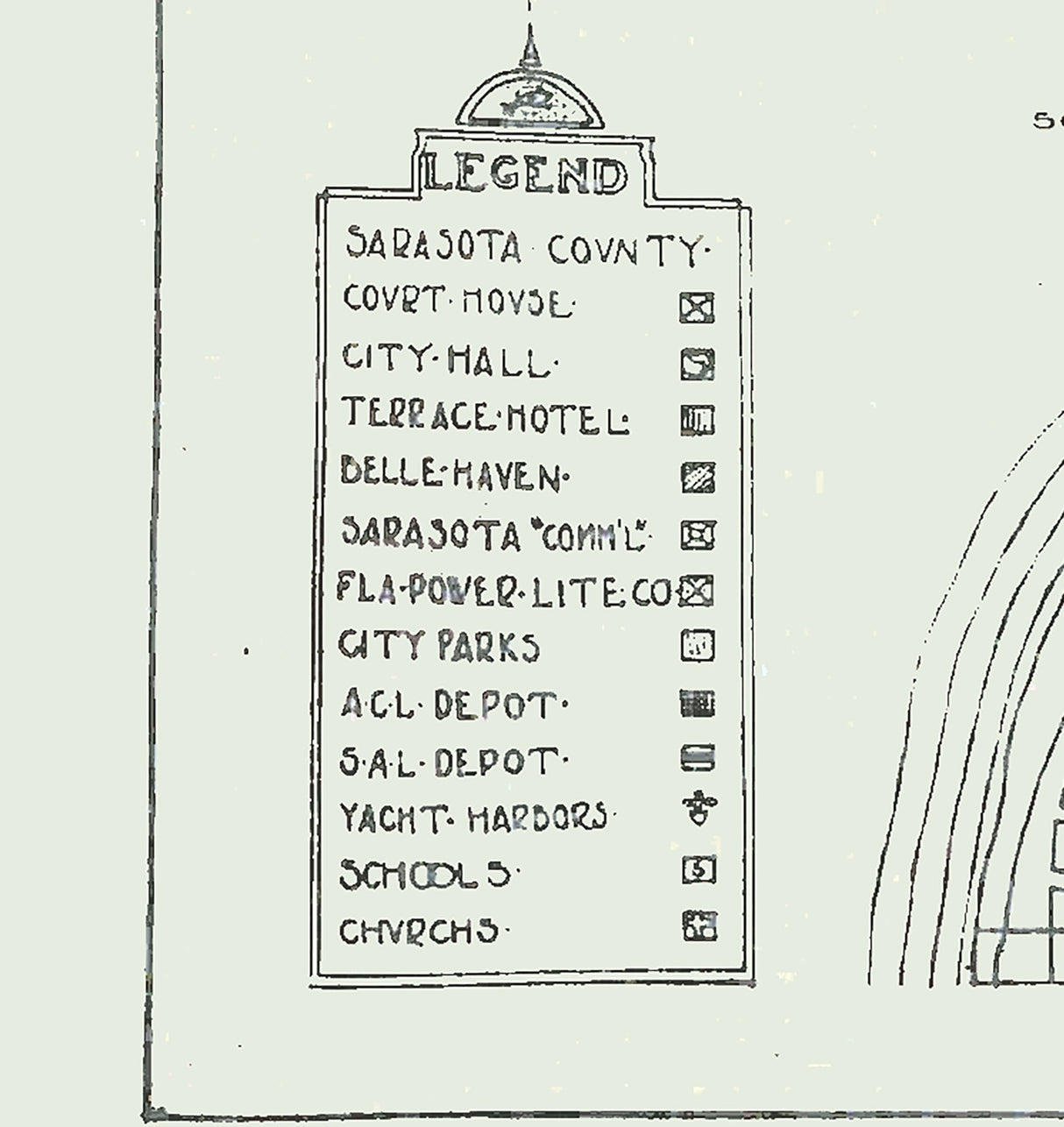 1927 Map of Sarasota Florida