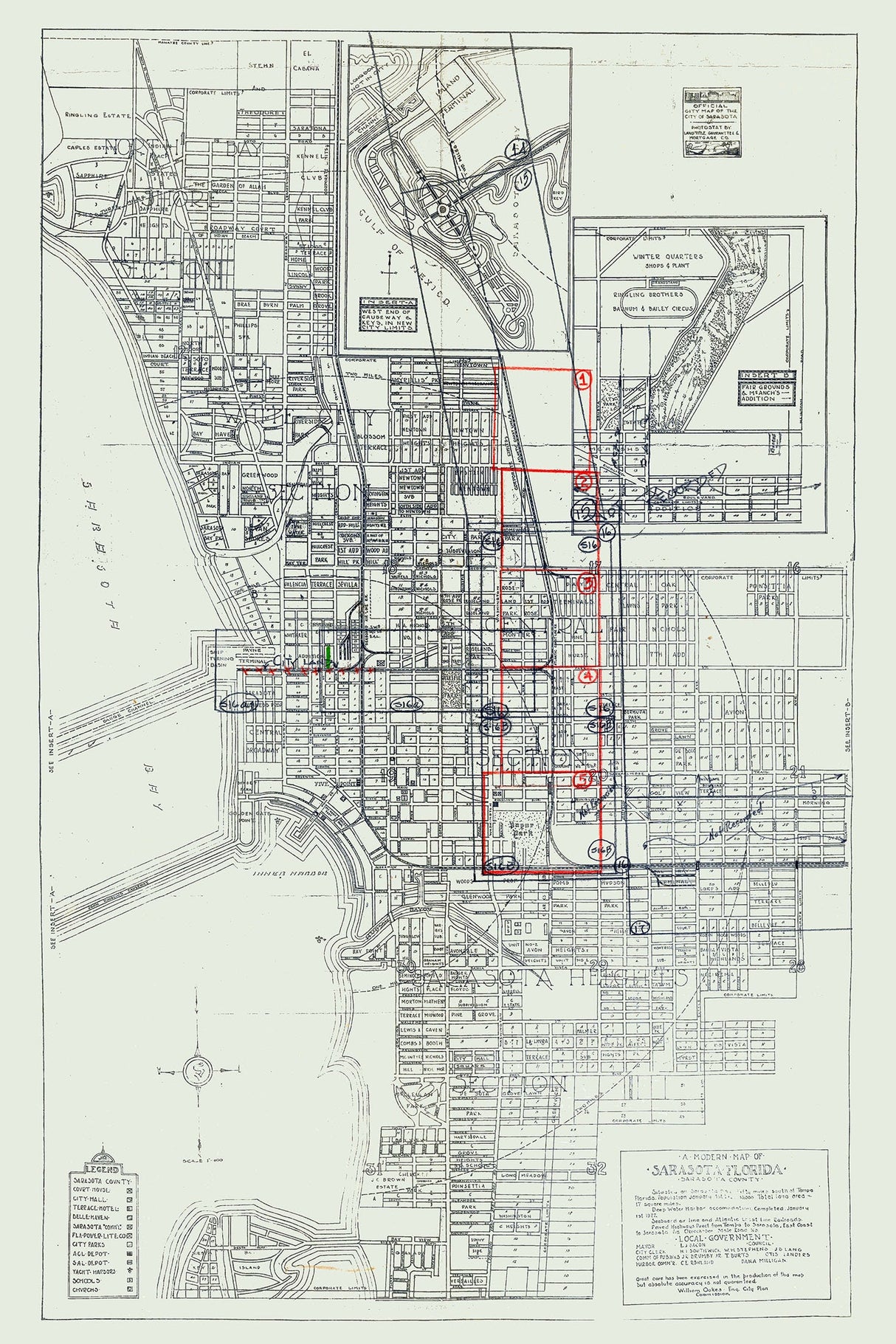 1927 Map of Sarasota Florida