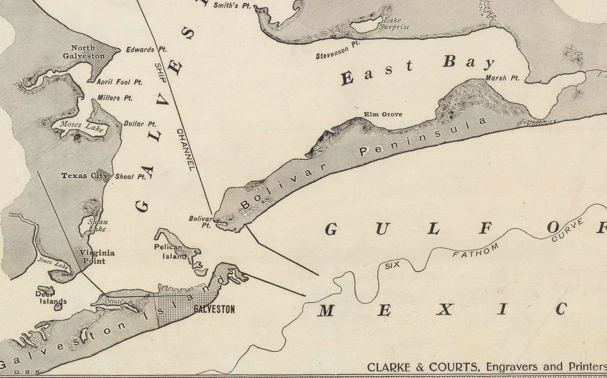 1904 Map of Galveston Texas