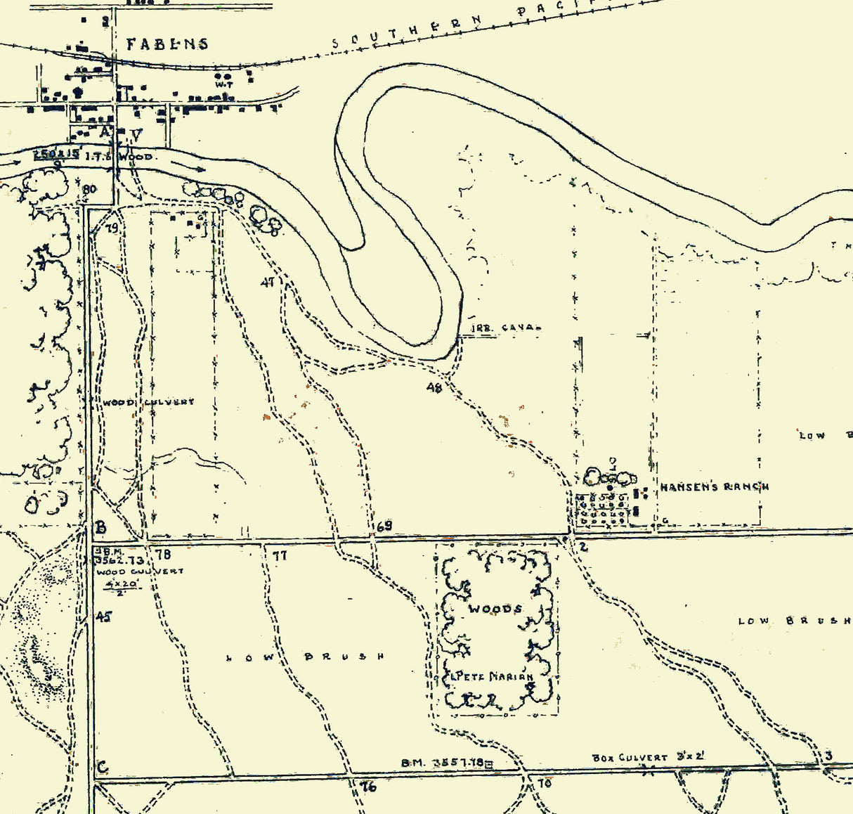 1916 Map of San Elizario Island Fabens Texas