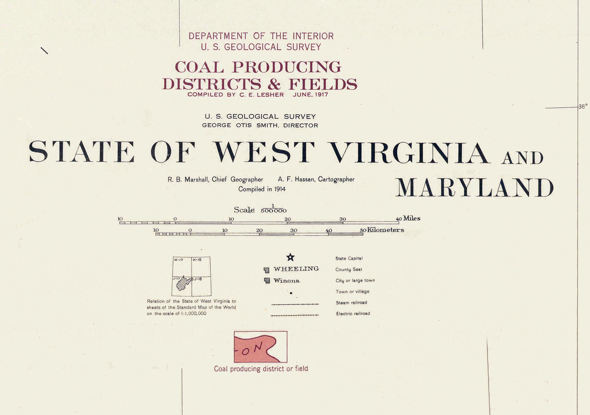 1914 Map of West Virginia Coal Fields