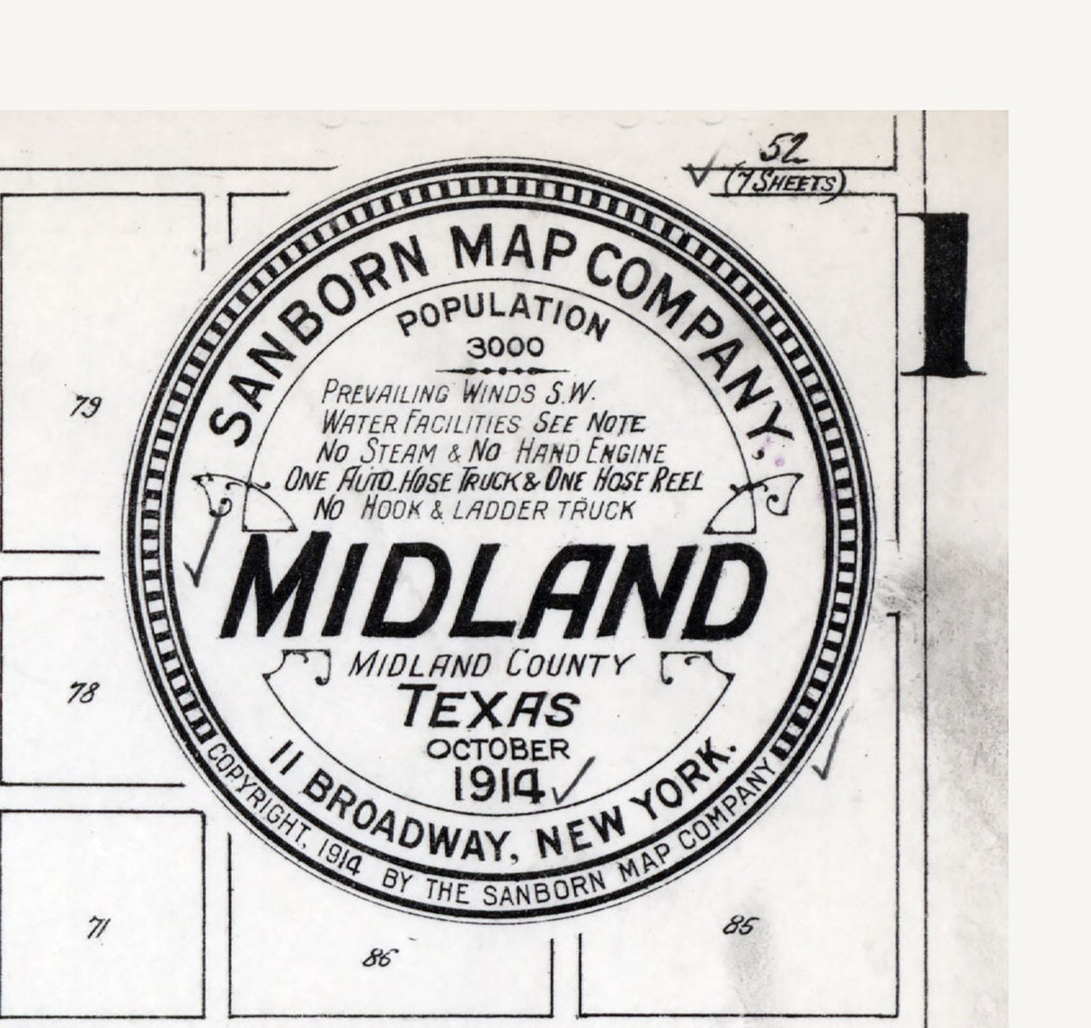 1914 Town Map of Midland Texas