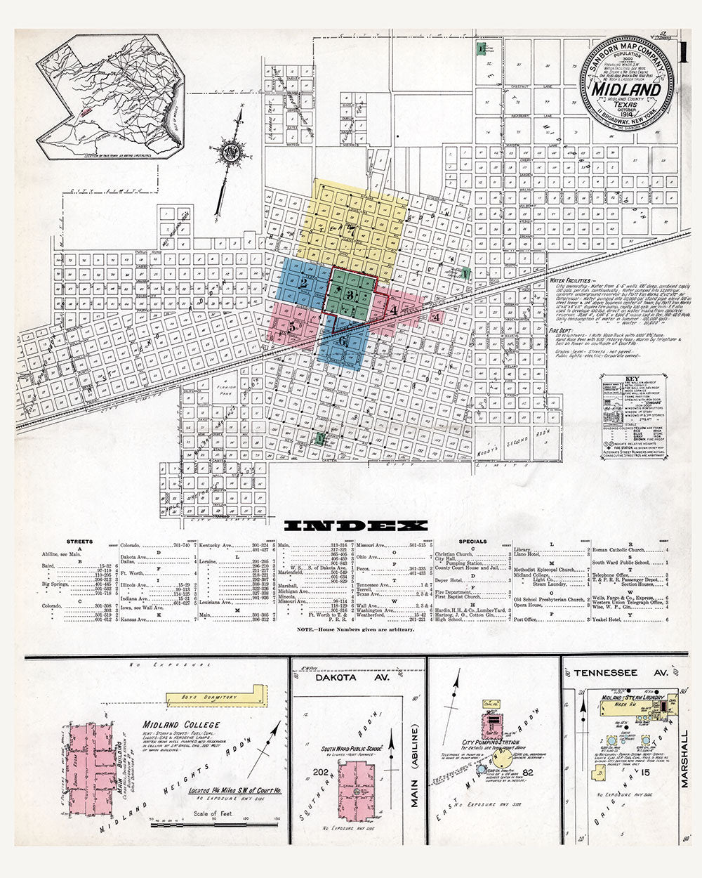 1914 Town Map of Midland Texas