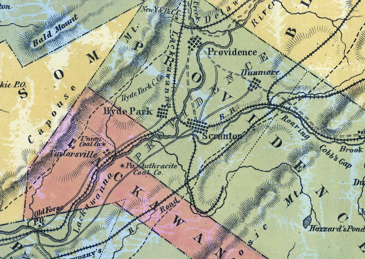 1860 Map of Luzerne County Pennsylvania