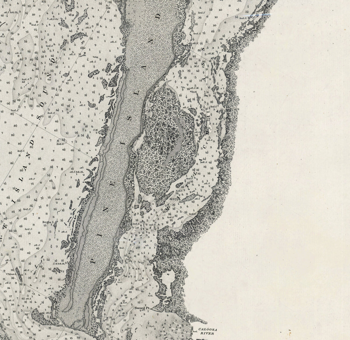 1883 Nautical Map of San Carlos Bay to Lemon Bay Florida Charlotte Harbor Sanibel Captiva