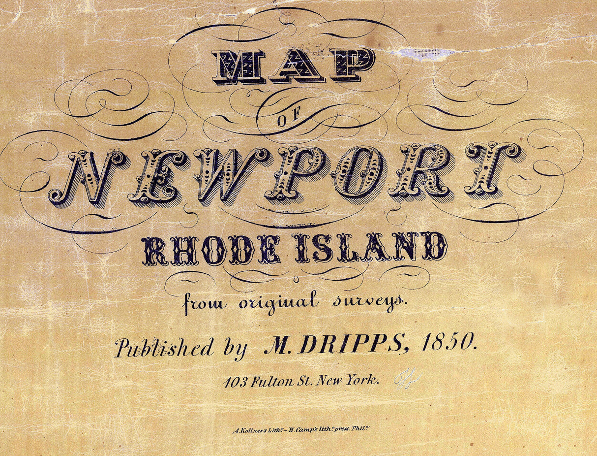 1850 Map of Newport Rhode Island