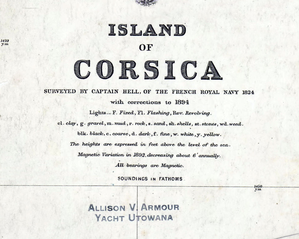 1900 Map of the Island of Corsica