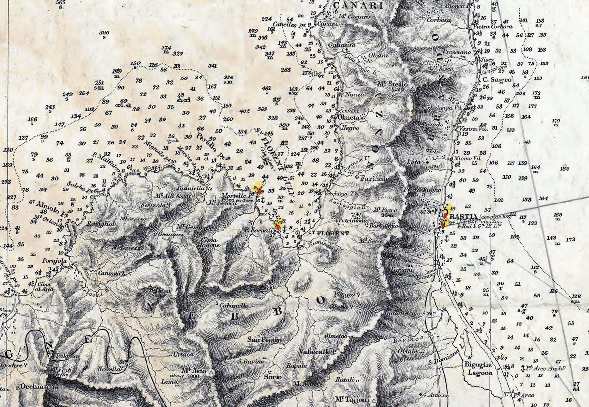 1900 Map of the Island of Corsica