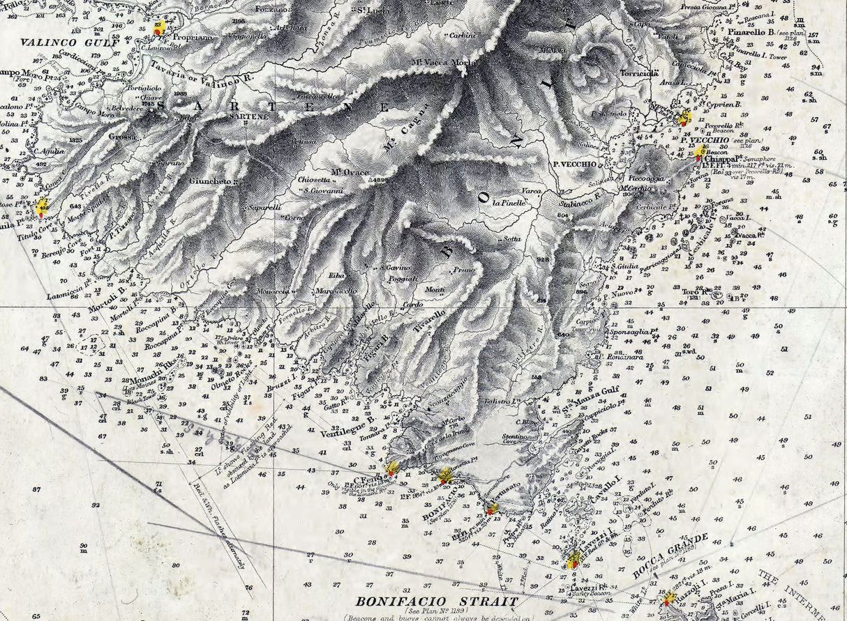 1900 Map of the Island of Corsica