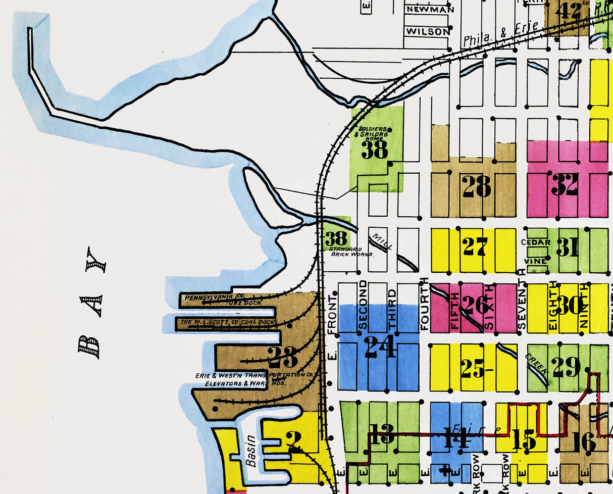 1900 Town Map of Erie Erie County Pennsylvania