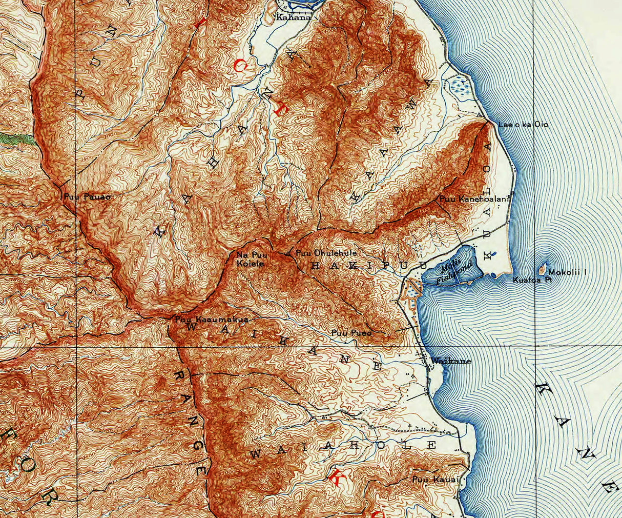 1917 Map of Oahu Hawaiian Islands