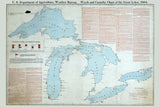 1894 Ship Wreck Map and Chart of The Great Lakes