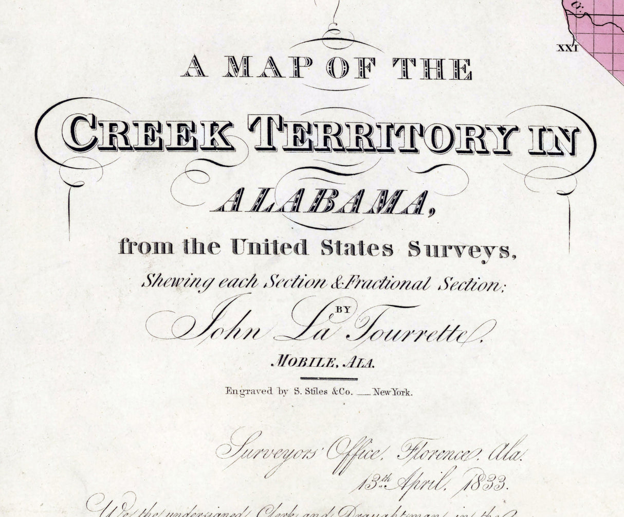 1833 Map of the Creek Territory Alabama