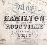 1849 Town Map of Hamilton and Rossville Butler County Ohio