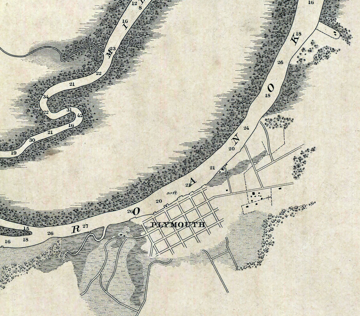 1864 Nautical Chart Mouths of Roanoke River North Carolina