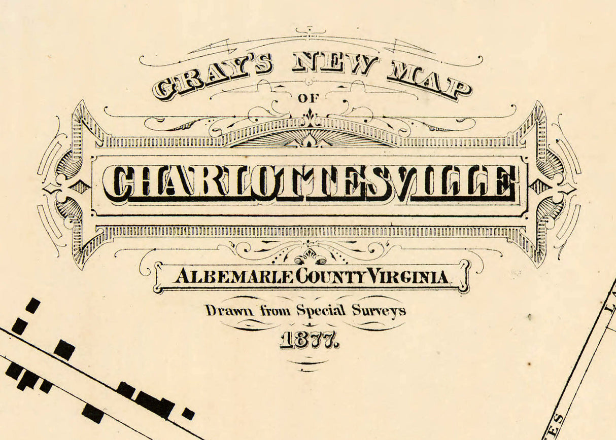 1877 Map of Charlottesville Albemarle County Virginia