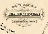 1877 Map of Charlottesville Albemarle County Virginia