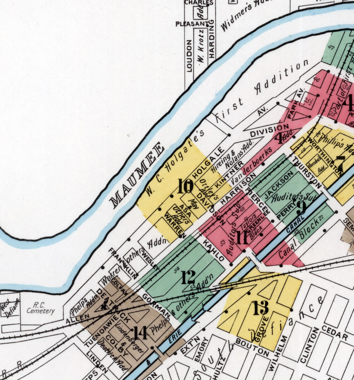 1899 Town Map of Defiance Ohio