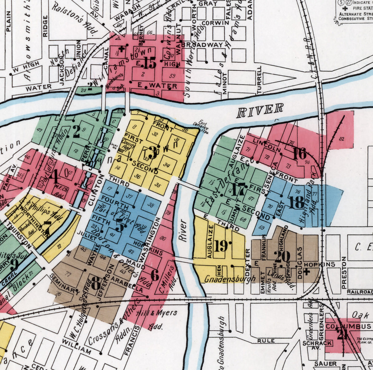 1899 Town Map of Defiance Ohio