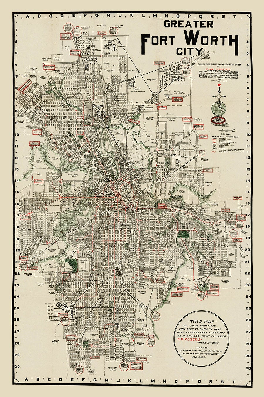 1919 Map of Fort Worth Texas