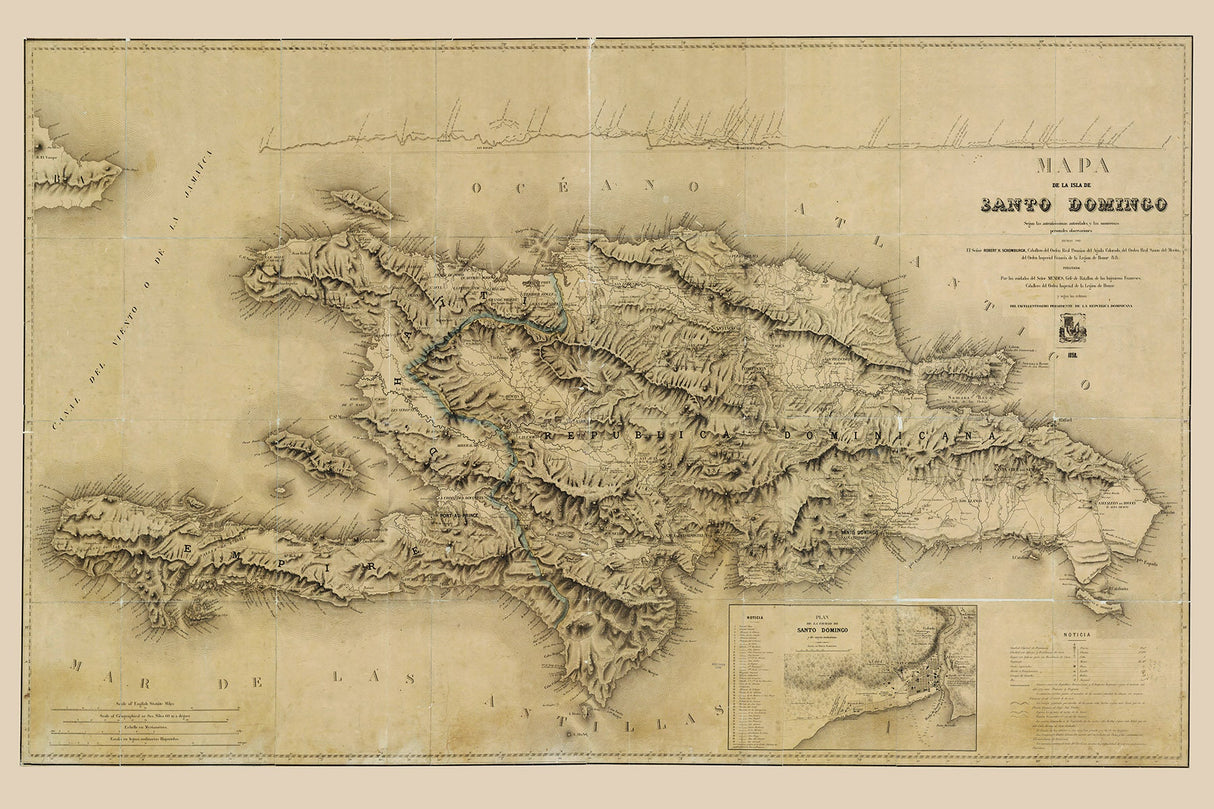 1858 Map of Haiti and The Dominican Republic