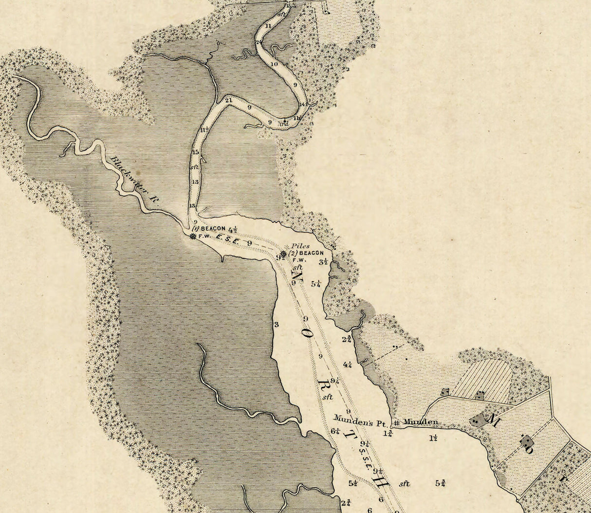 1882 Nautical Chart Currituck Sound Virginia North Carolina