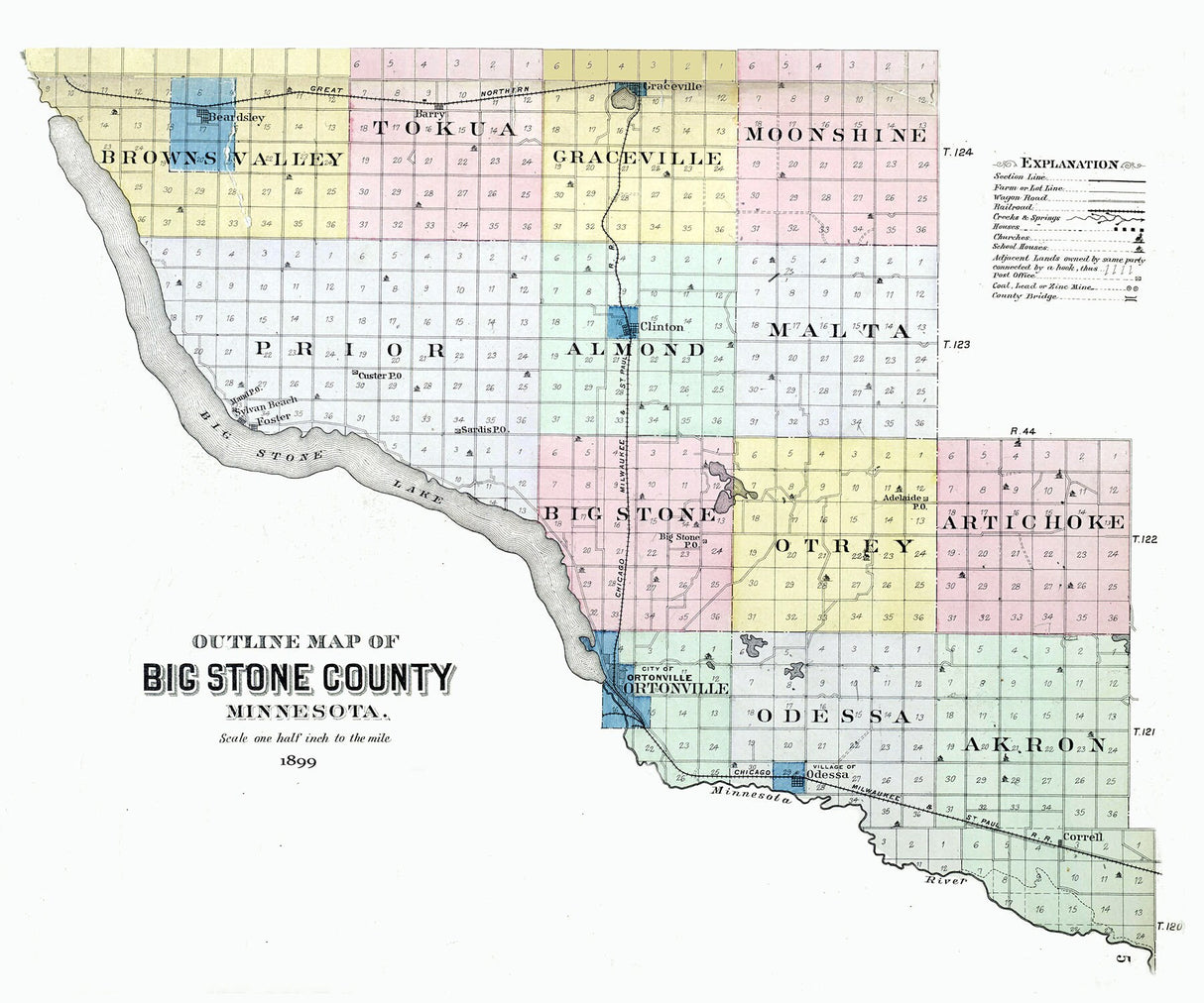 1899 Map of Big Stone County Minnesota