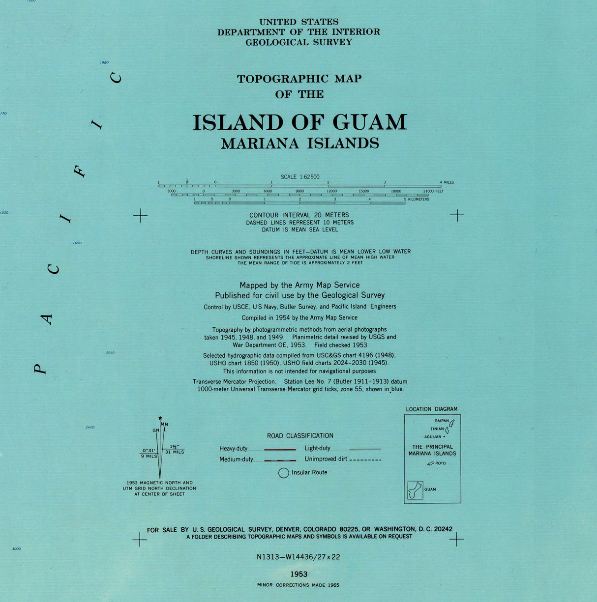 1965 Topo Map of Island of Guam