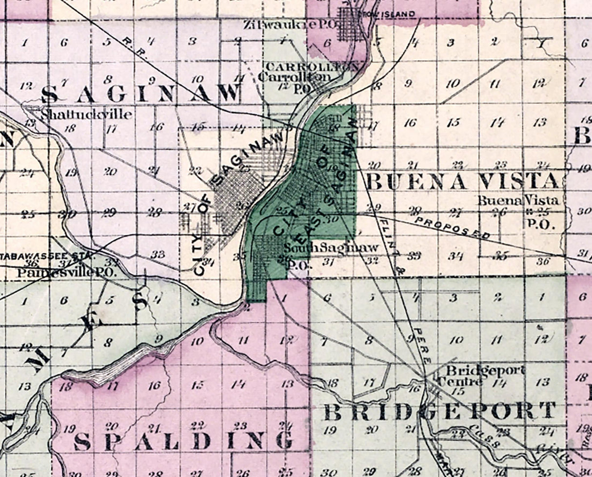 1877 Map of Saginaw County Michigan
