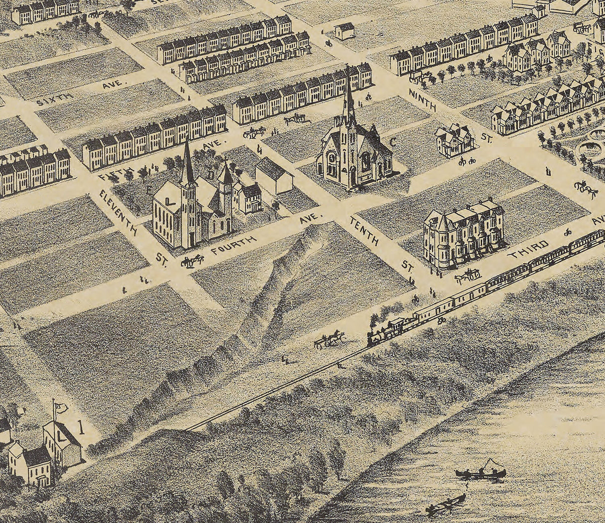 1896 Panoramic Map of Ford City Armstrong County Pennsylvania