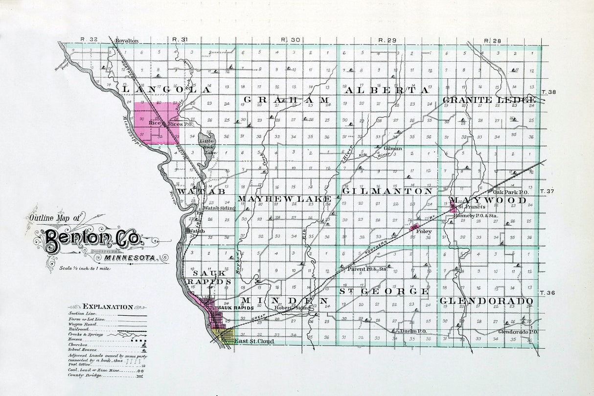 1903 Map of Benton County Minnesota