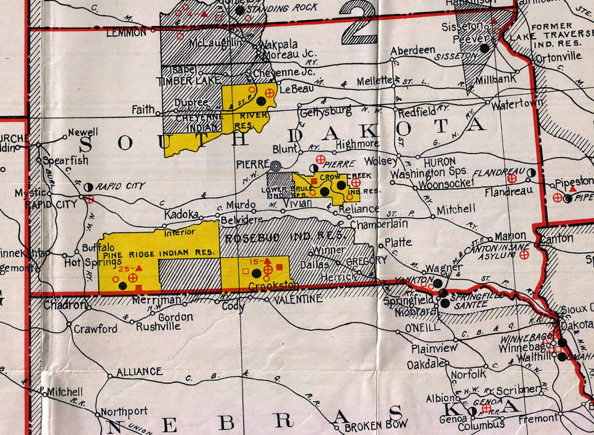 1920 Map of Indian Reservations West of the Mississippi River