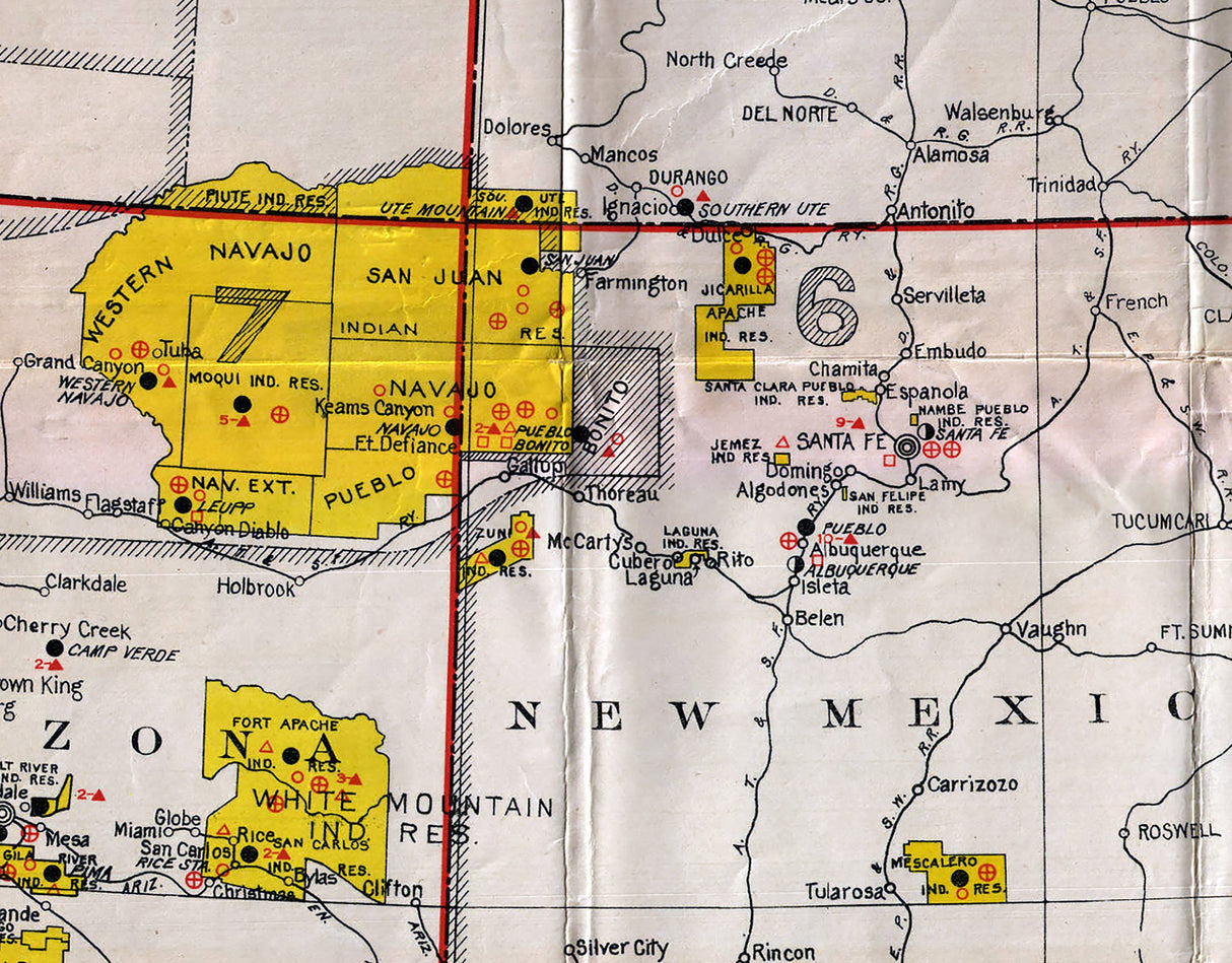 1920 Map of Indian Reservations West of the Mississippi River