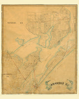 1883 Farm Line Map of Aransas County Texas