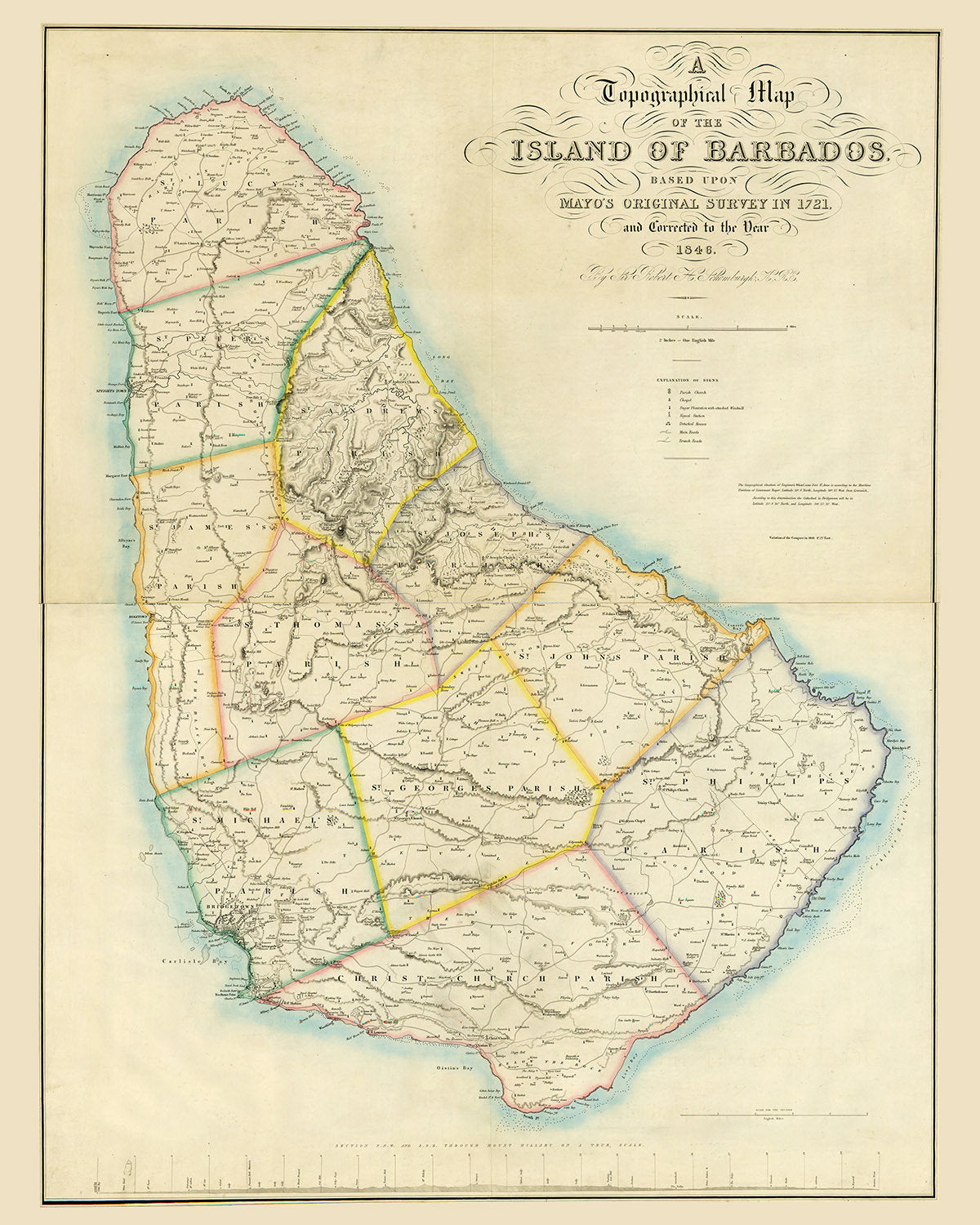 1846 Map of the Island of Barbados