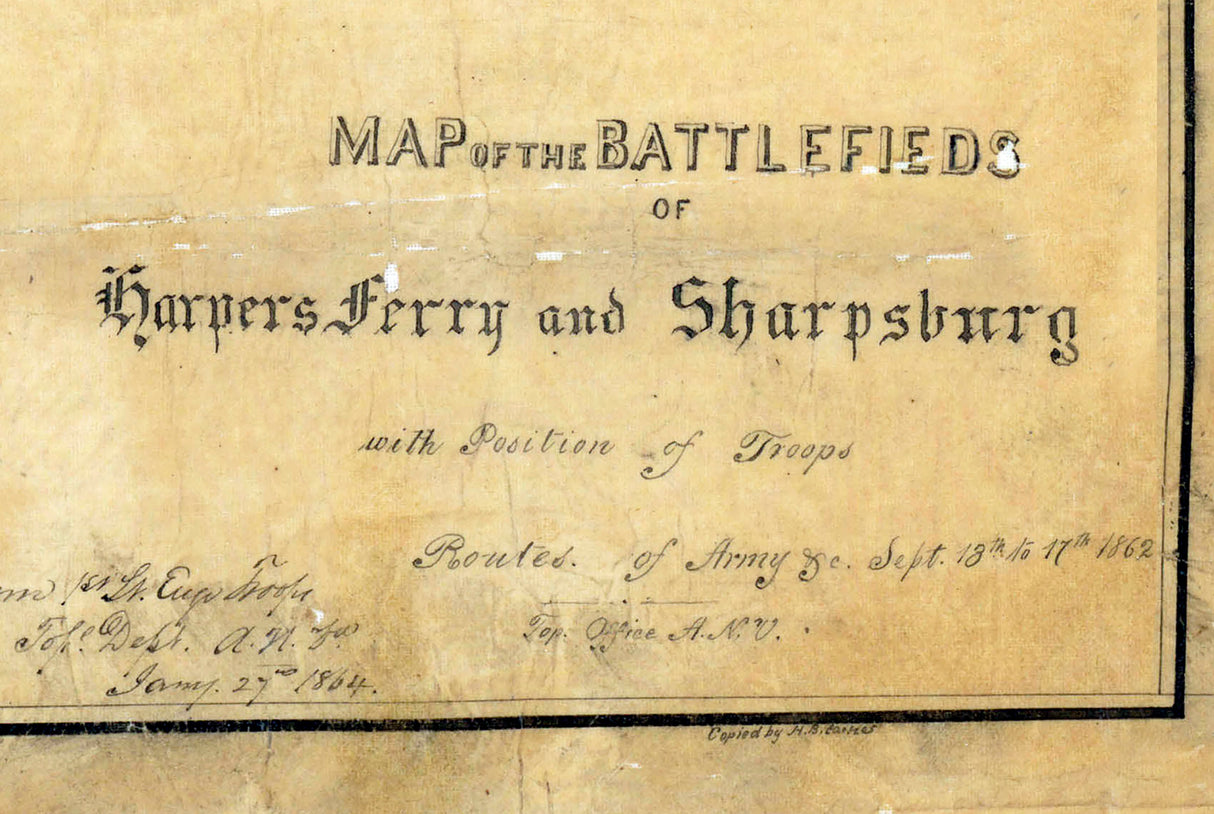 1862 Map of Harpers Ferry and Sharpsburg Battlefields