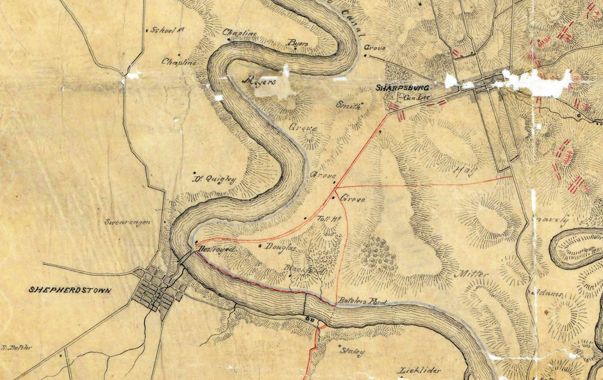 1862 Map of Harpers Ferry and Sharpsburg Battlefields