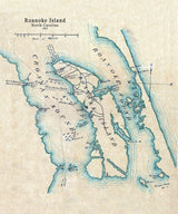 1862 Map of Roanoke Island North Carolina