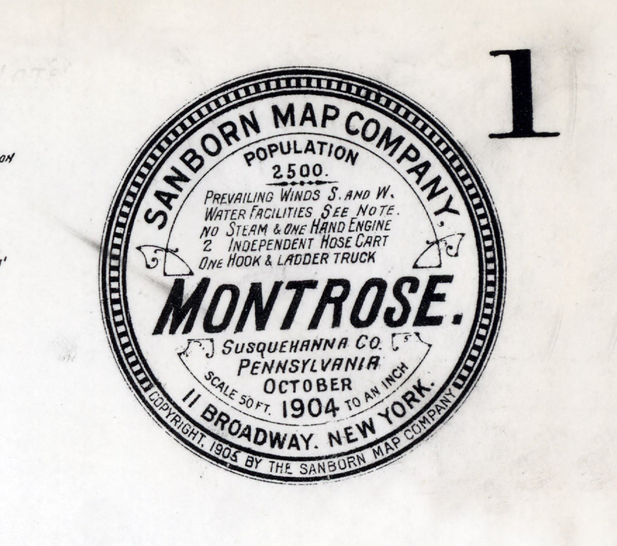 1904 Town Map of Montrose Susquehanna County Pennsylvania