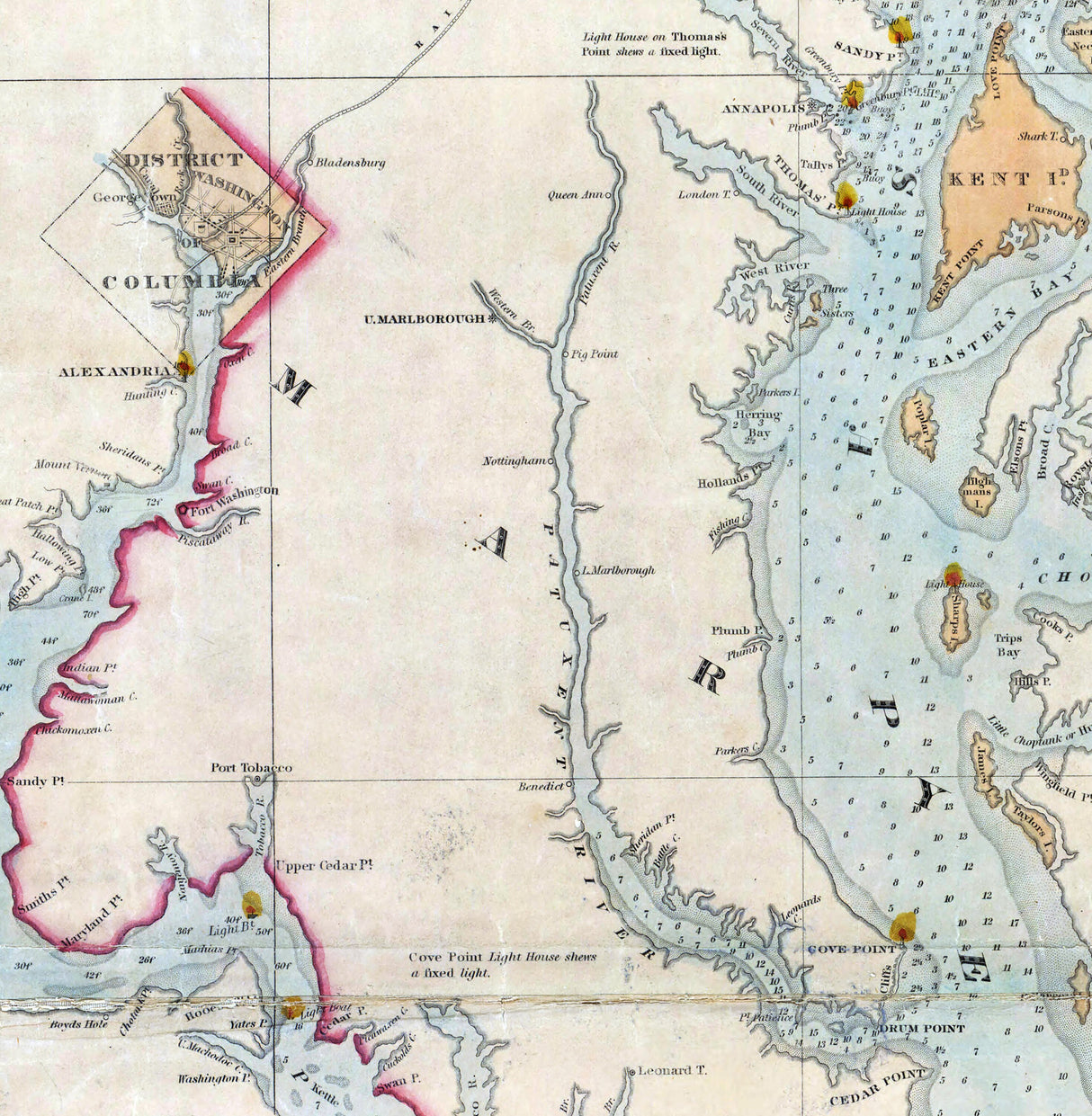 1859 Chart Map of the Chesapeake and Delaware Bays